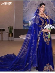 Chic V-neck Evening Dress Dubai Moroccan Party Kaftan Caftan Dress Luxury Beading Crystals Customized Gown Vestidos De Gala