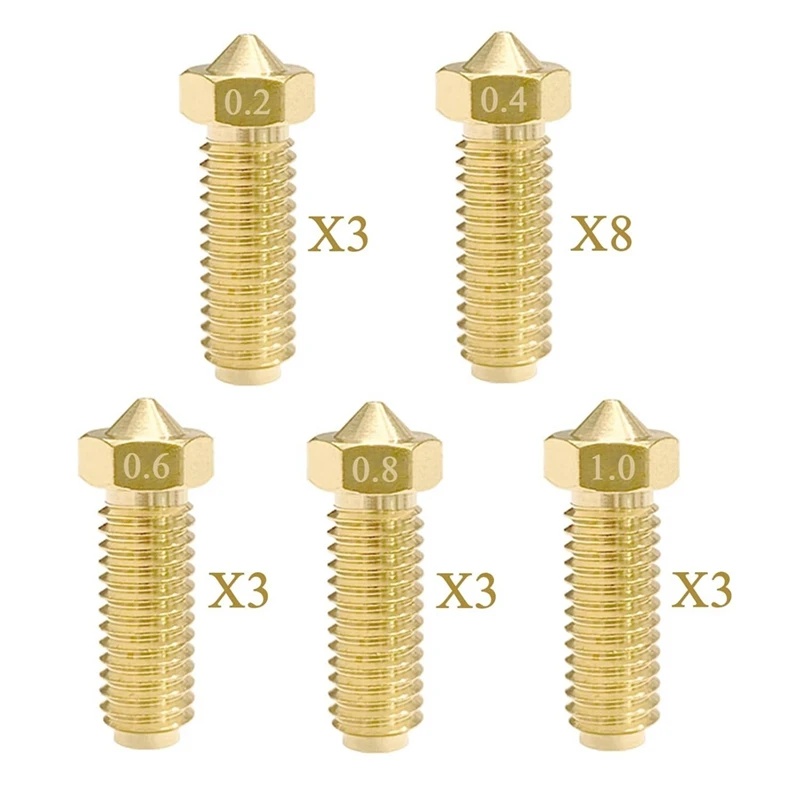 20PCS Barss Nozzles Kit For Kobra 2, 3D Printer 8PCS 0.4Mm And 3PCS 0.2Mm, 0.6Mm, 0.8Mm, 1.0Mm Nozzles Kit