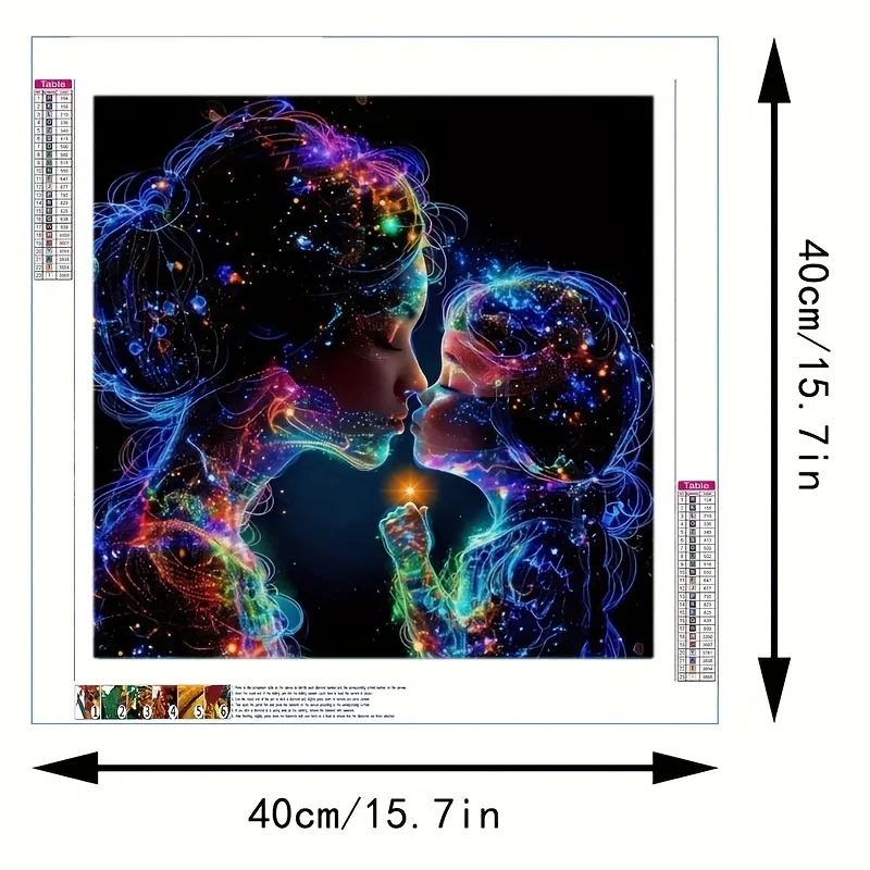 Diamond Painting Set, Eltern-Kind Sternenhimmel-Thema, Runde Diamanten Voll-Diamant-Kunst, Mehrere Spezifikationen zur Auswahl – Detail 4