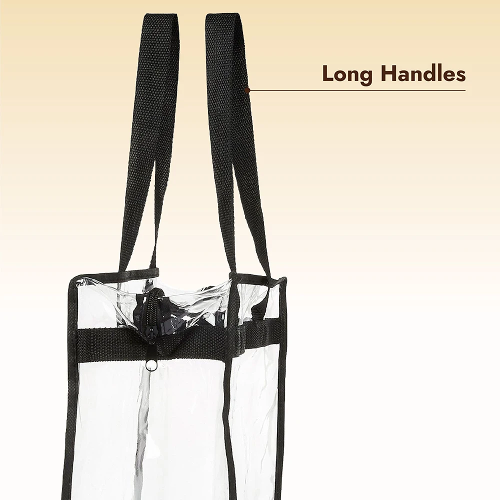 2Pcs Clear Tote Bags with Zipper Large Capacity Transparent Shoulder Bag Multipurpose Transparent Totes for Work School Gym