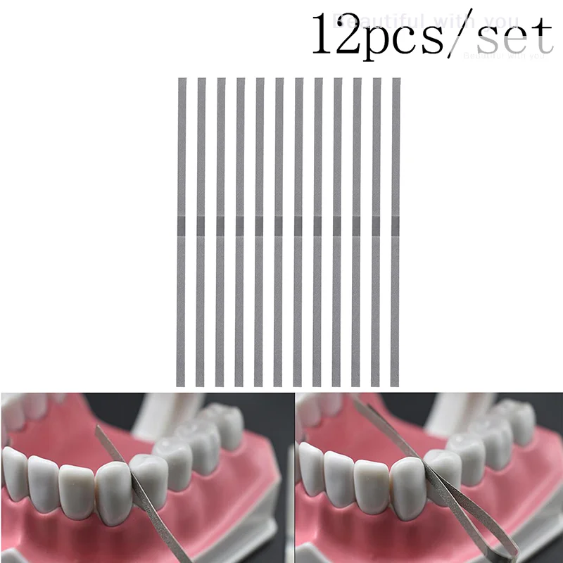 12pcs 4mm Dental Metal Polishing Stick Strip Single Surface Whtening Materials