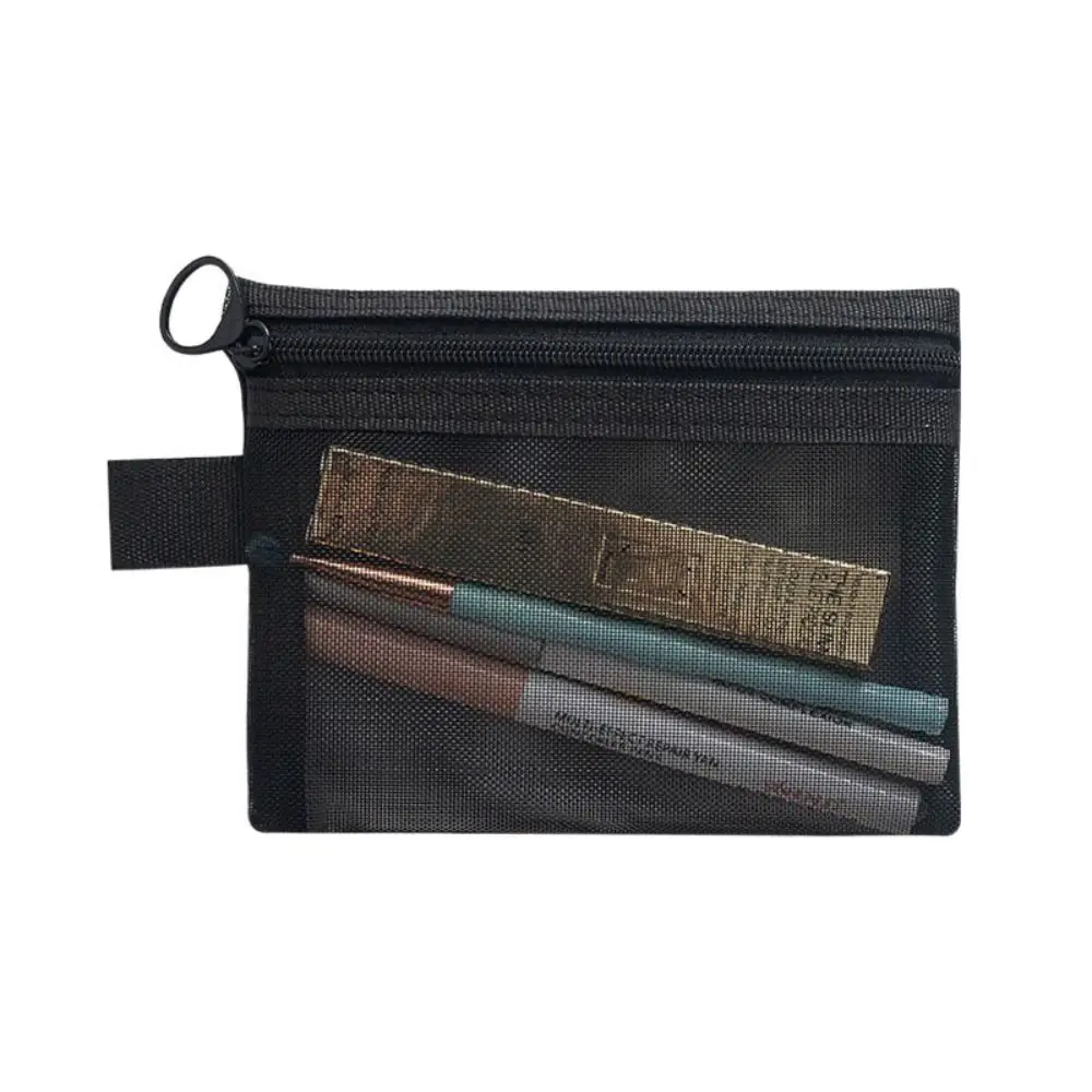 Bolsa de cosméticos de malla de gran capacidad, estuches de lápices casuales, bolsa de maquillaje con cremallera, estuche organizador de lavado,