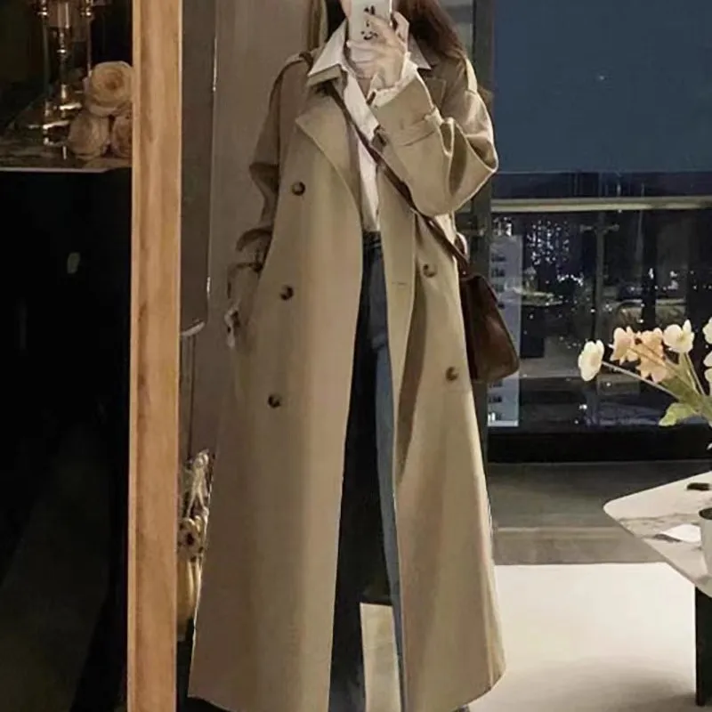 

Girl over-the-Knee Lengthened Trench Coat Women's Beautiful Long to Ankle