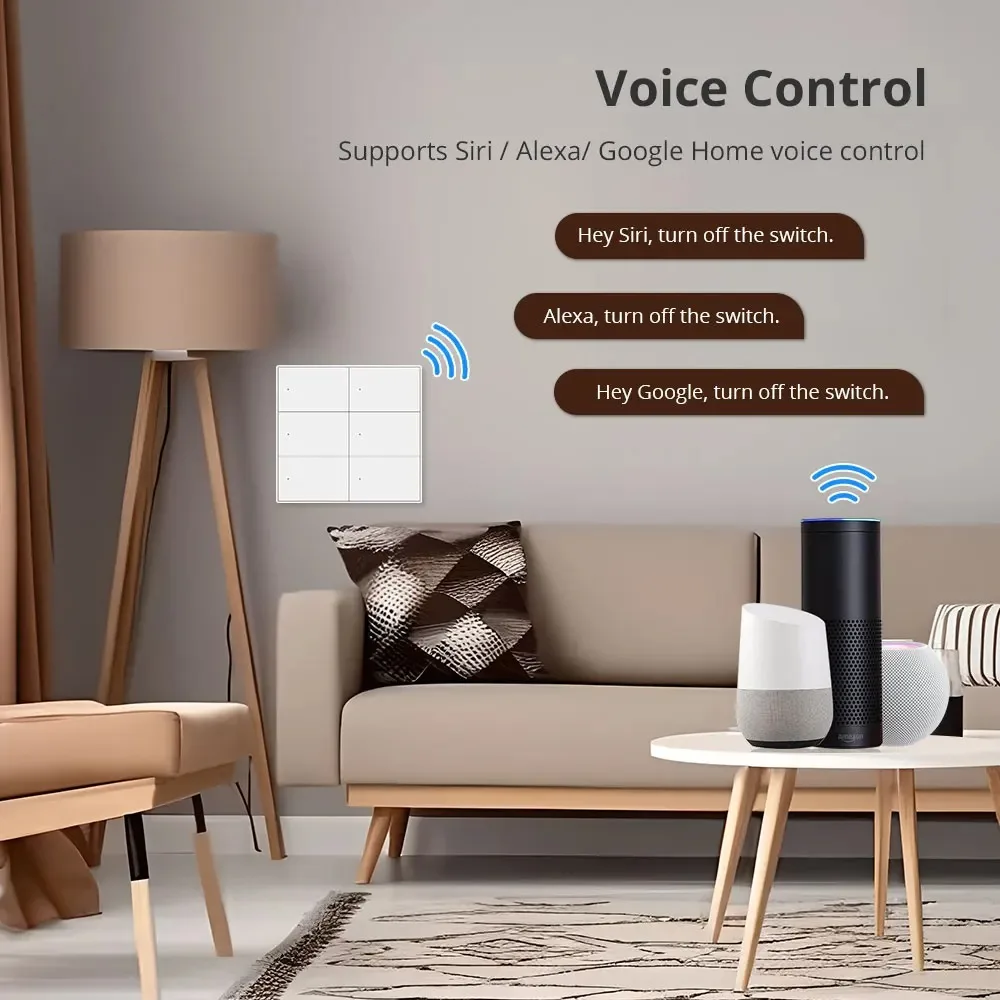 Zemismart Tuya Zigbee 4 gang with Scene Switch 6 Gangs Wall Light Switches with Neutral Interruptor Alexa Google Home Control