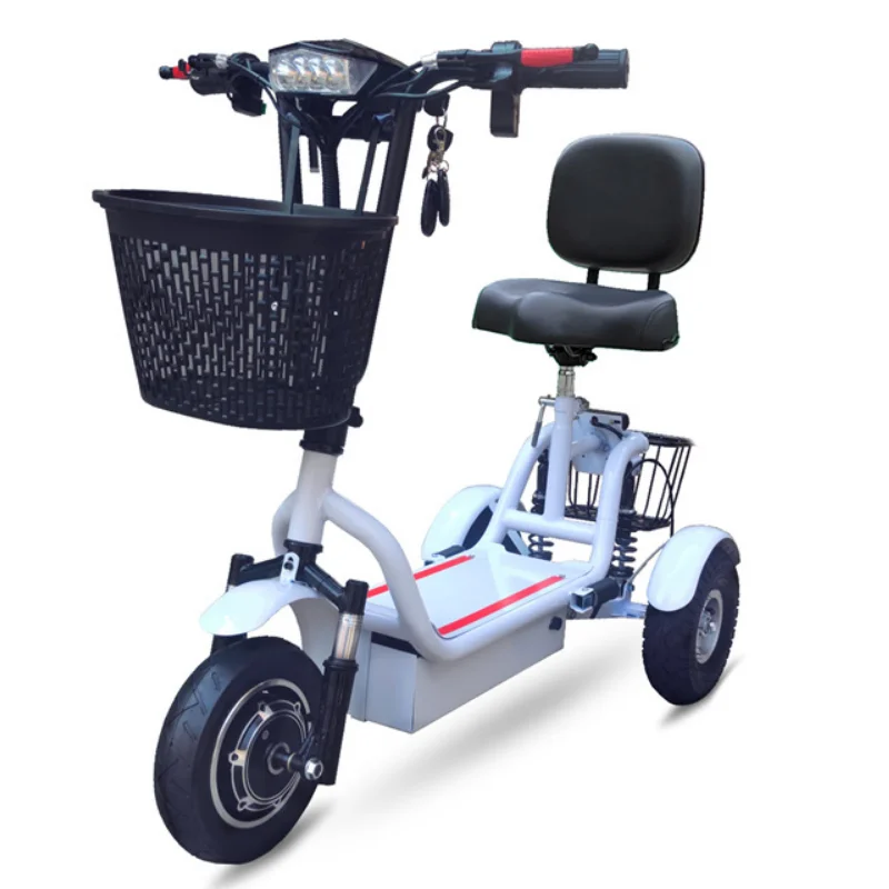 

Foldable Electric Tricycle Scooter For 2 Person Elderly Adults Women Battery Removable Mini 3 Wheel Mobility Scooter 2 Baskets