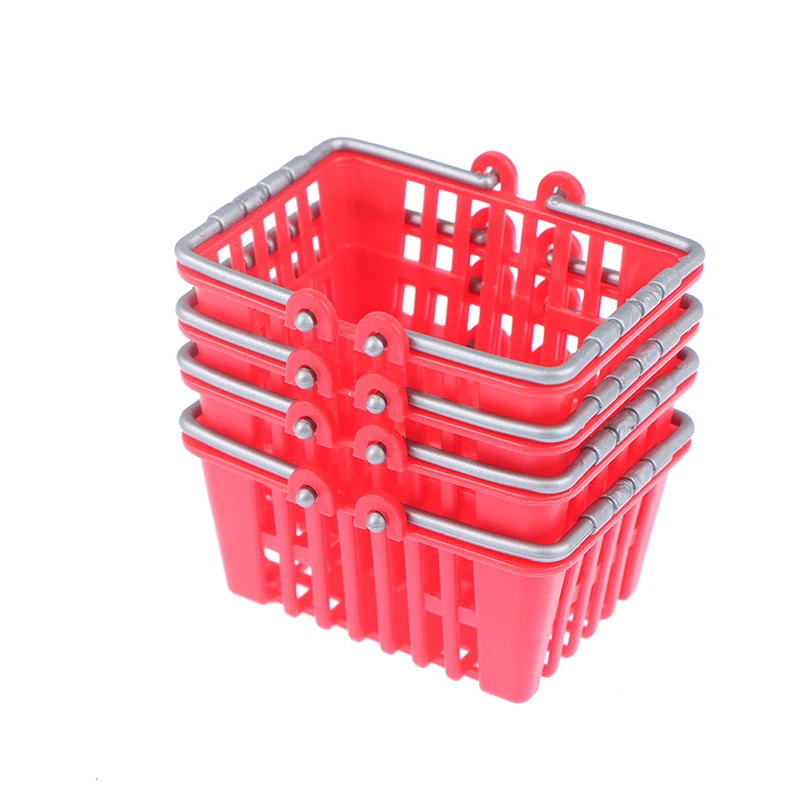 1pc 1:12 Dollhouse Shopping Basket Toys Kids Mini Supermarket Shopping Hand Basket Model Doll House Props