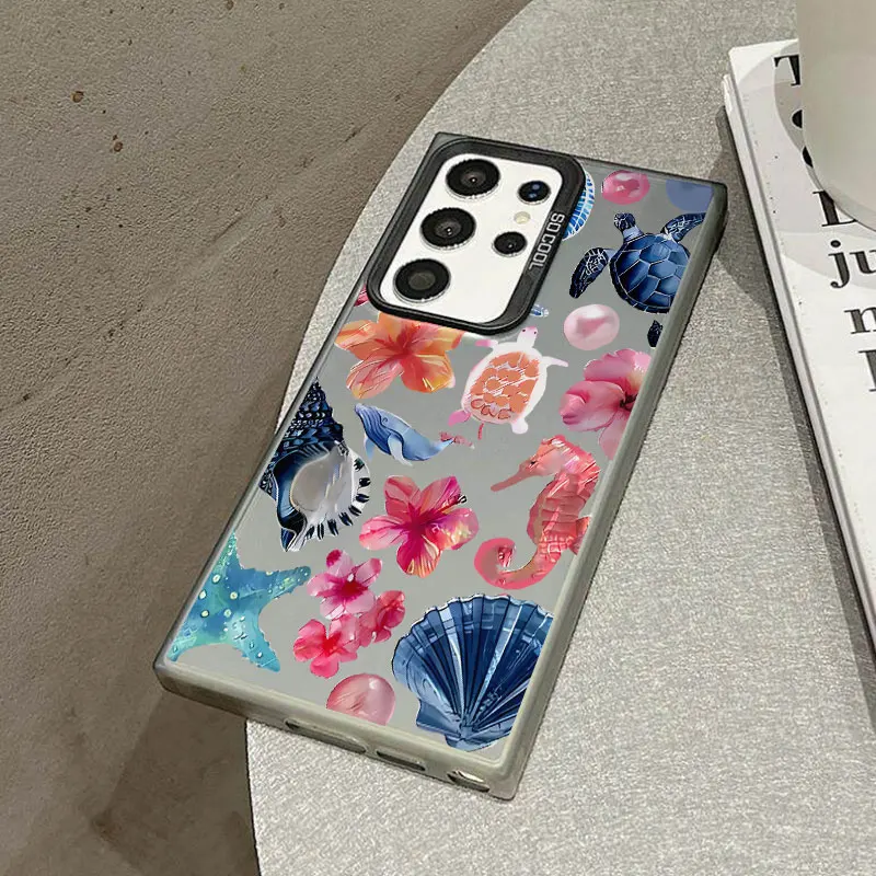 Marine Shells Phone Case For Samsung S26 S25 S24 A57 A56 A37 A36 A17 A16 A07 A06 M56 Ultra Plus Laser PC+TPU Cases Cover-H985P1