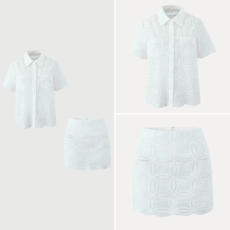 

Женский модный комплект весны 2024, юбка с высокой талией, ажурная юбка ort Sve irt ket, украшенная юбкой-джатом и ансамблем