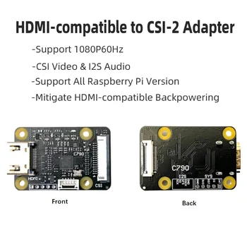 C790 1080P 60Hz HDMI-compatible to CSI-2 Adapter & I2S BliKVM Board Support Audio for Raspberry Pi 5 4B 3B+ 3B Zero CM4