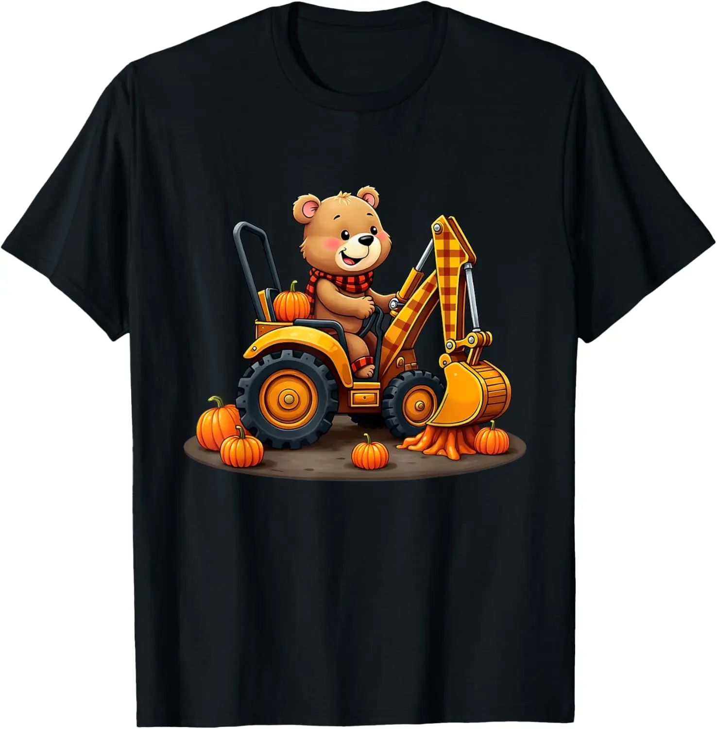 

Thanksgiving Turkey Construction excavator Pumpkin Kids boys T-Shirt