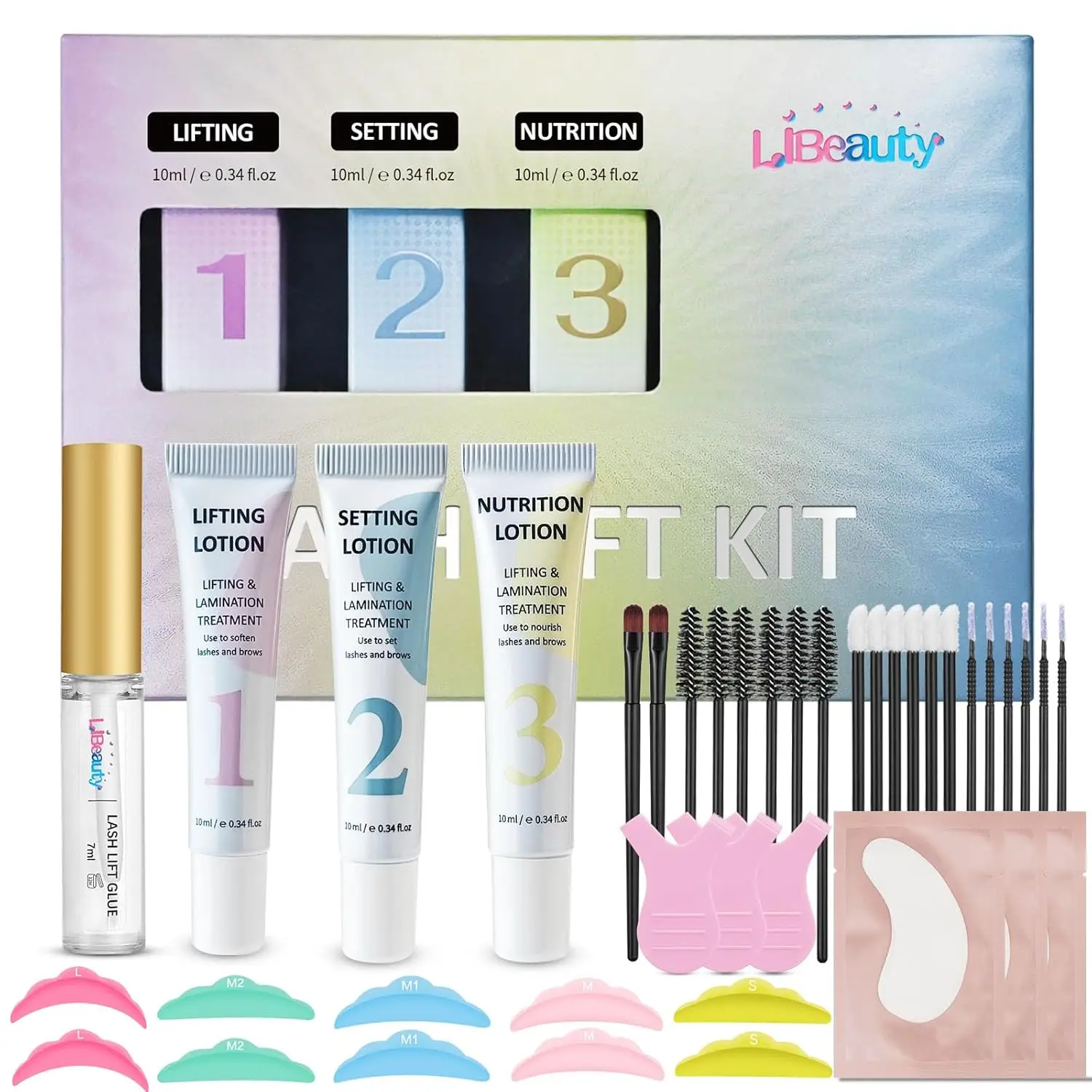 Libeauty Sollevamento ciglia e sollevamento ciglia Ritenzione permanente 4-6 settimane Set sollevatore ciglia per piegaciglia Kit permanente ciglia Strumento di trucco