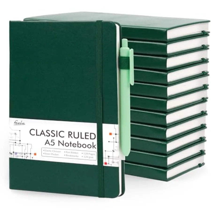 

Notebooks Journals Bulk with Pens A5 Hardcover Notebook Classic Ruled Journal Set with Pen Holder for School Business Work Trav