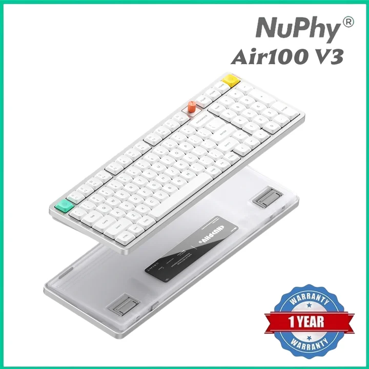 NuPhy Air100 V3 Hot Swappable Bluetooth Wireless Mechanical Keyboard 100 Keys 100% Custom Low Profile Keyboard with Knob RGB
