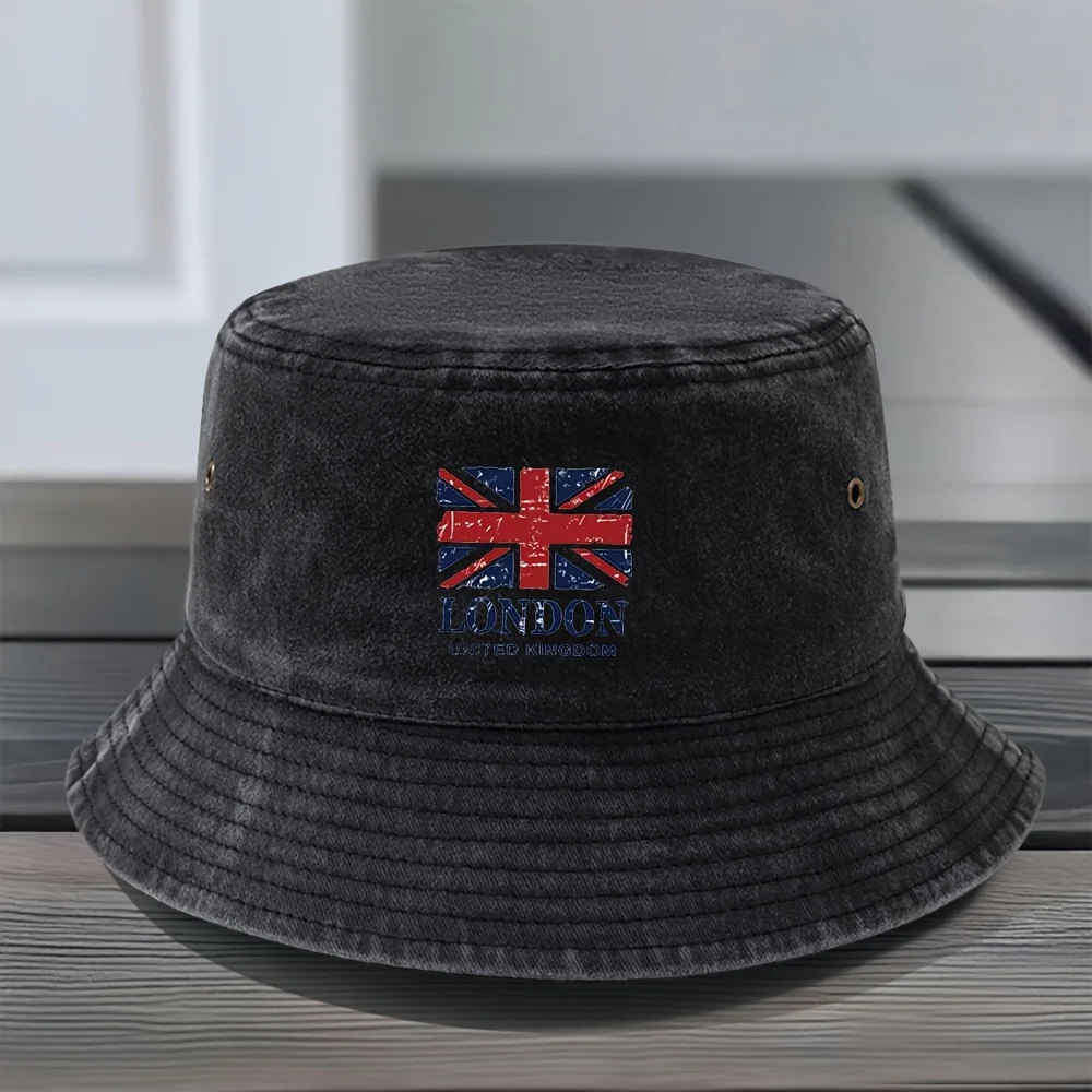 A Classic Women'S Printed Fisherman'S Hat, Suitable for Both Men And Women, Featuring a Vintage Washed Look for Outdoor Casual W