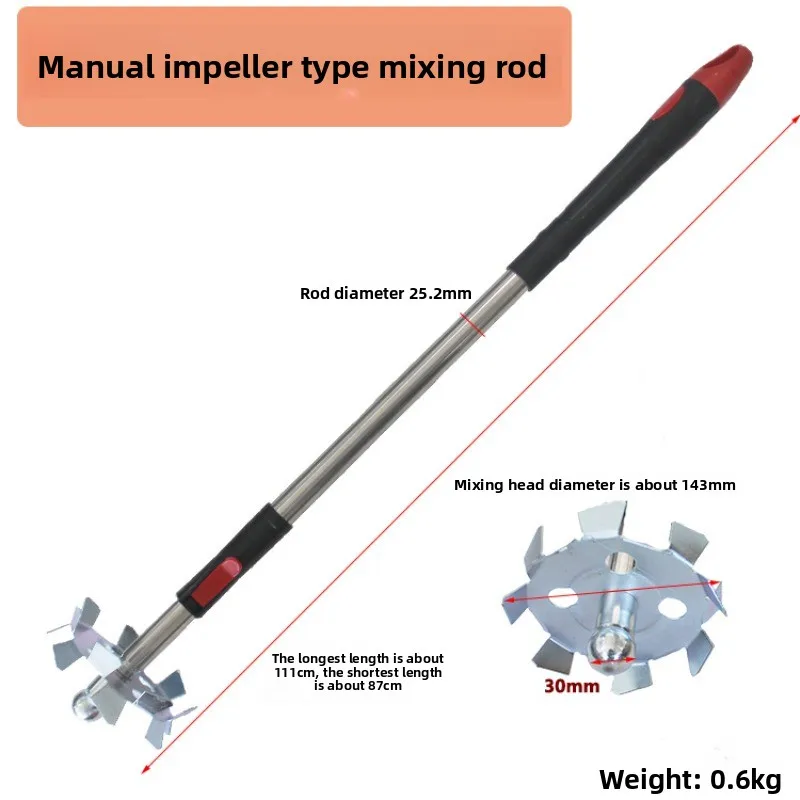 Manual Impeller Mixer Rod with Removable Blade, Portable Handheld  Mortar Mixer Stick,Industrial Grade Concrete Mixing Tool