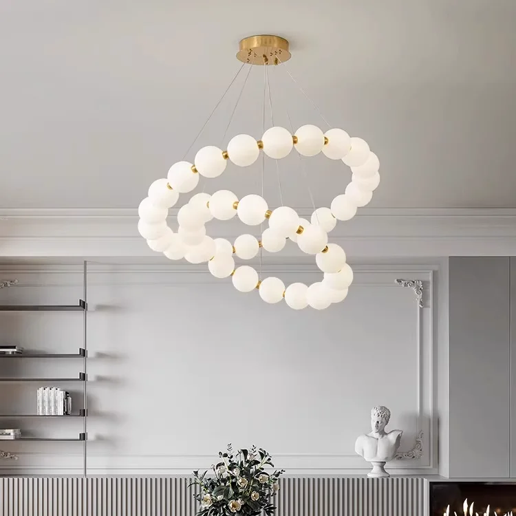 

Designer Pearl Pendant Necklace Style Ceiling Hanging Chandelier Light for Staircase Foyer Home Decor and Appliance