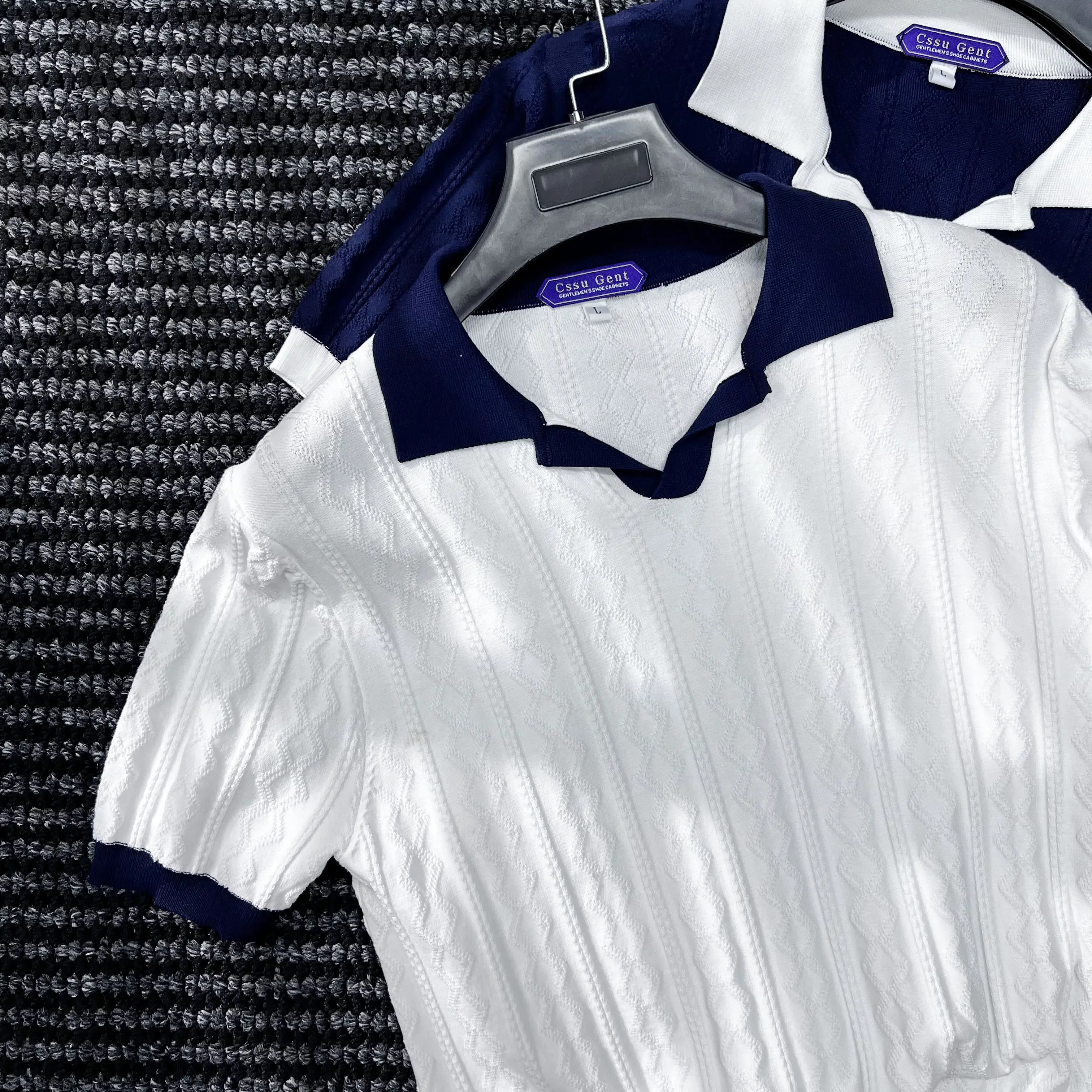 Heavy Industry High Luxury 100% Lyocell Short Sleeve POLO Shirt Men's Jacquard Paul Shirt