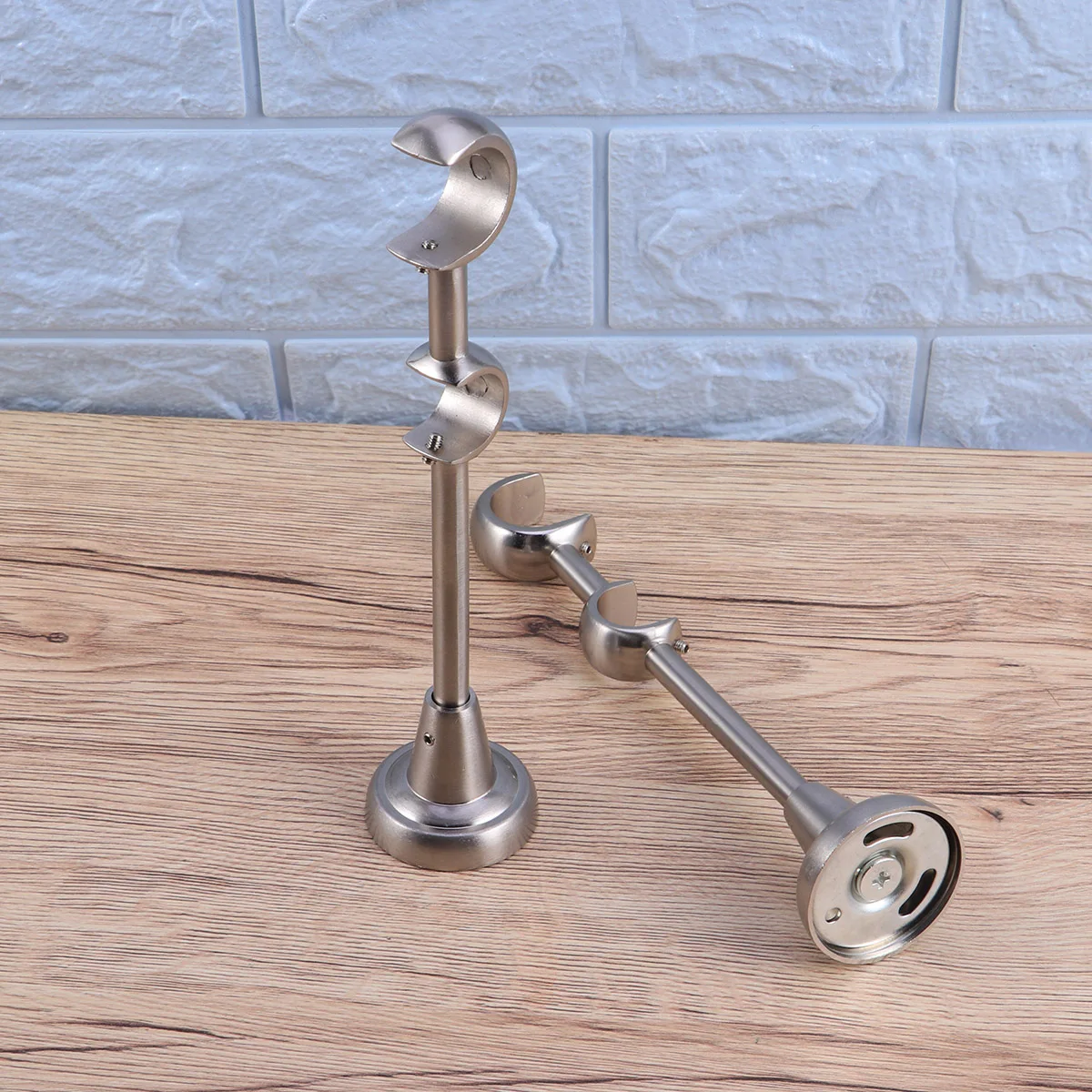 

2 PCS Curtain Rod Bracket Pole Fittings Holders Iron Window Mounting Brackets Double Layer