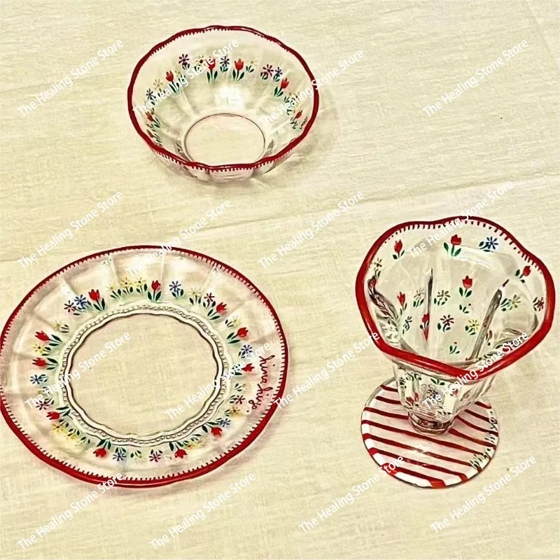 Heartwarming cup!!! Medieval handmade, glass exquisite cup, plate beautiful utensils!