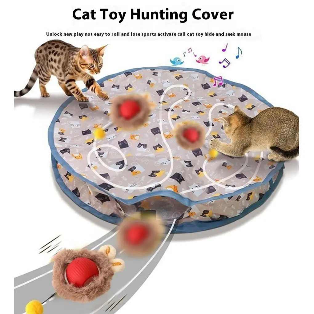 Electric Cat Toys,Hide and Seek Kitten Toy,Chirping&Motion Activated Interactive Cat Toy,Cats Hiding Cover Exercise Toy