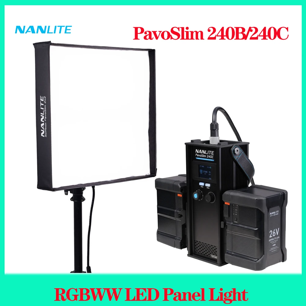 

Nanlite PavoSlim 240C 2x2 RGBWW LED Panel Light with CRMX Lightweight Panel Light Dual Color Temperature Live Filling Light