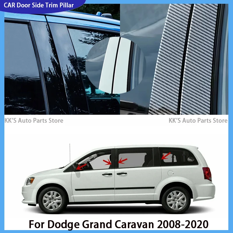 

Fit For Dodge Grand Caravan 2008-2020 Glossy Black Door Side Window Decor Pillar Posts Trim Cover BC Column Sticker