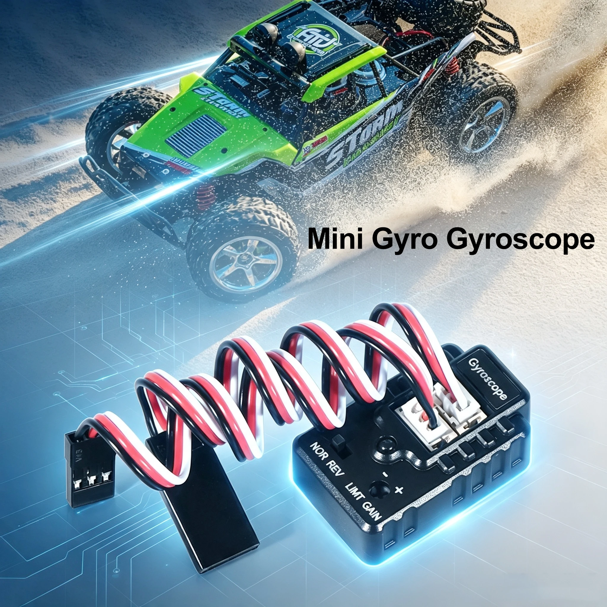 1/2PCS RC Car Mini Gyro Gyroscope Stability Control 4.8-6V for 1/10 1/12 RC Crawler Car/Boat/Drift Racing