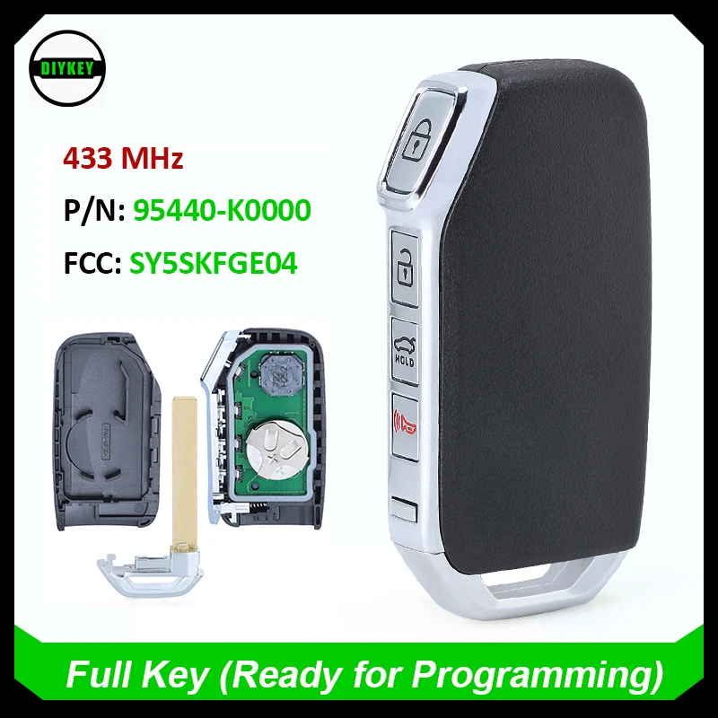 

DIYKEY PN: 95440-K0000 Smart Keyless Remote Key Fob 4 Button 434MHz 4A Chip for KIA SOUL 2019 2020 FCCID: SY5FKFGE04