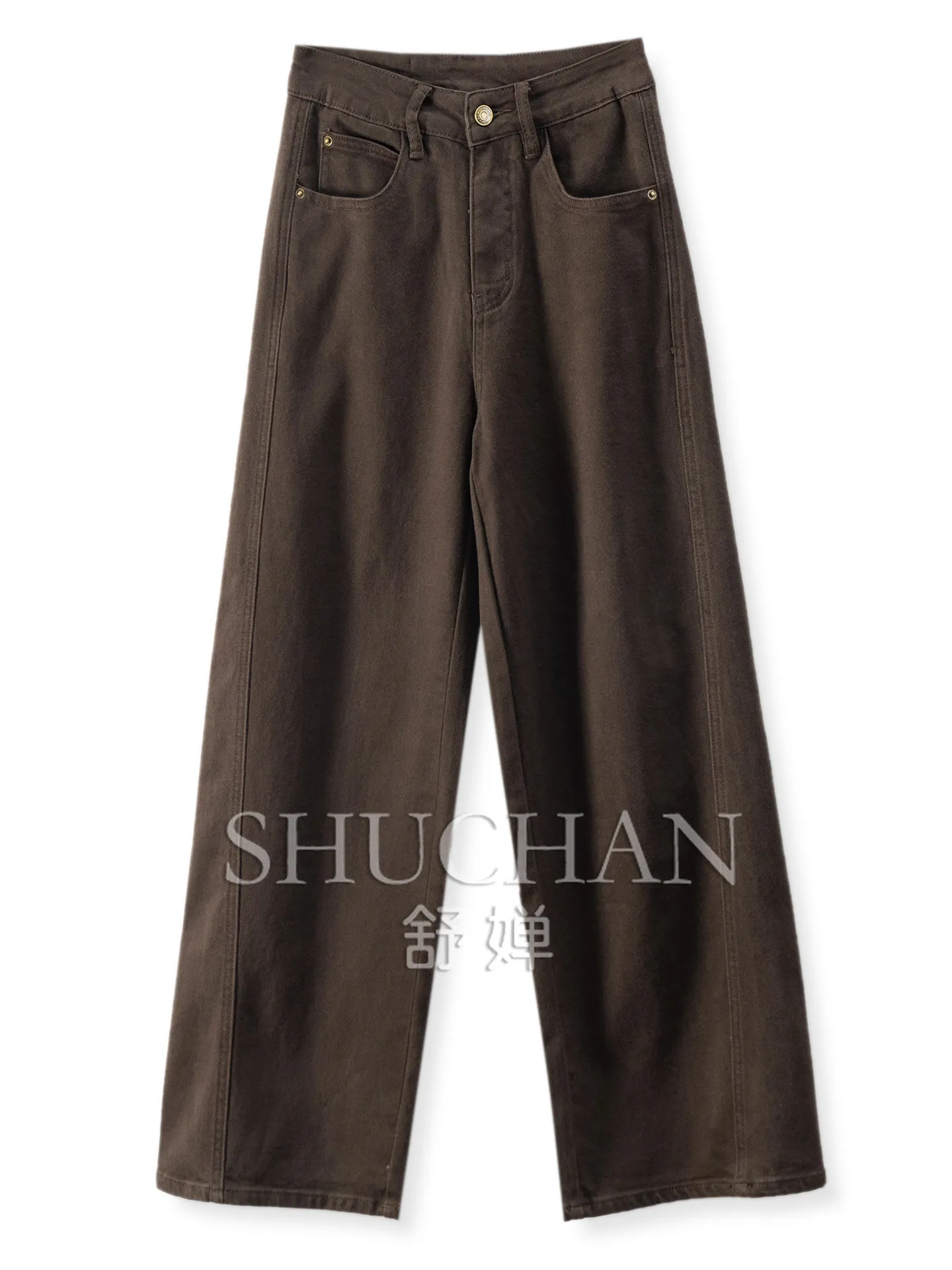 English Coats Thread, High-quality Long-staple Cotton Vertical Straight Jeans Women's E299 Pantalones De Mujer
