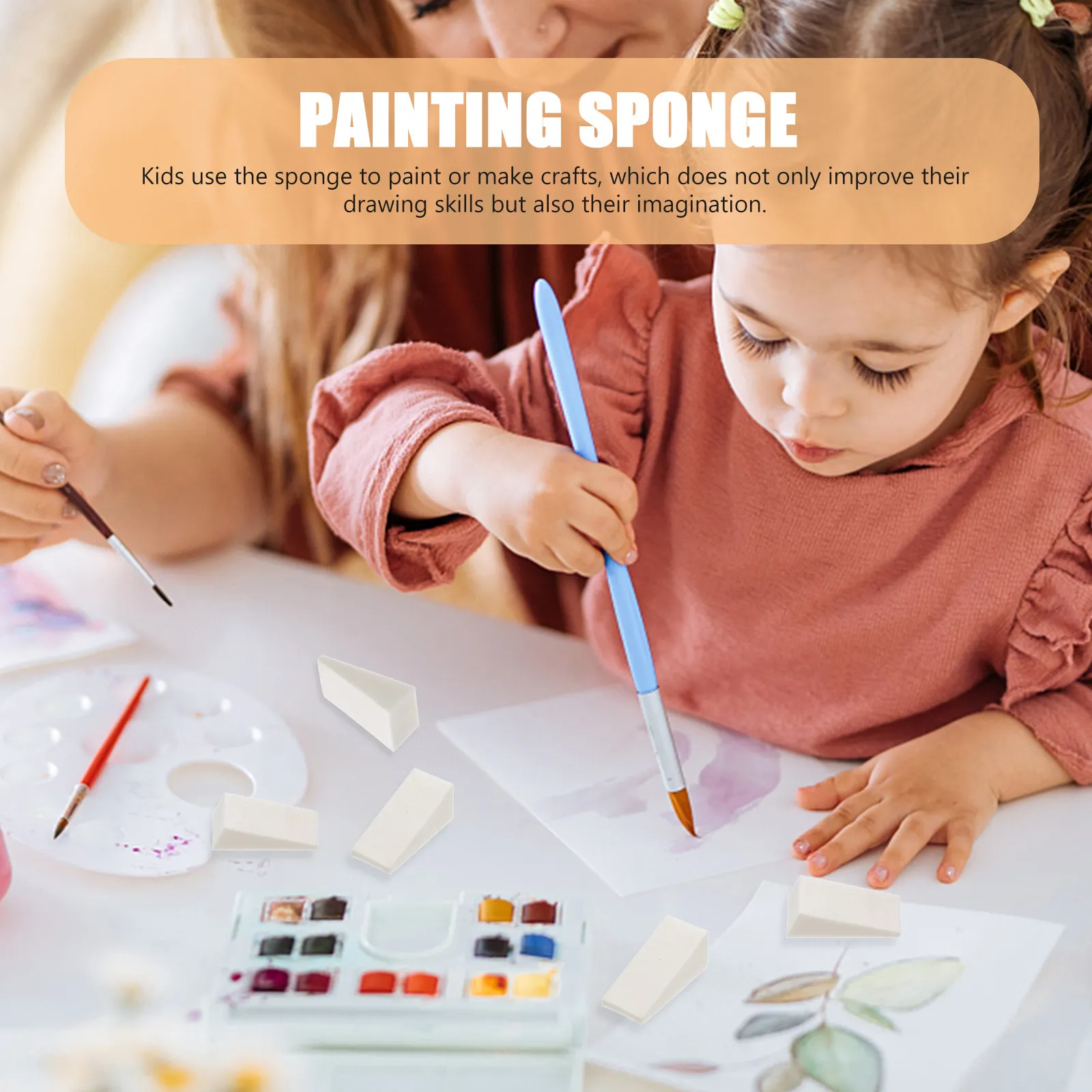 

50Pcs Drawing Sponges Comfortable Soft Elastic Excellent Water Absorption Wet Dry Use Small Size Painting