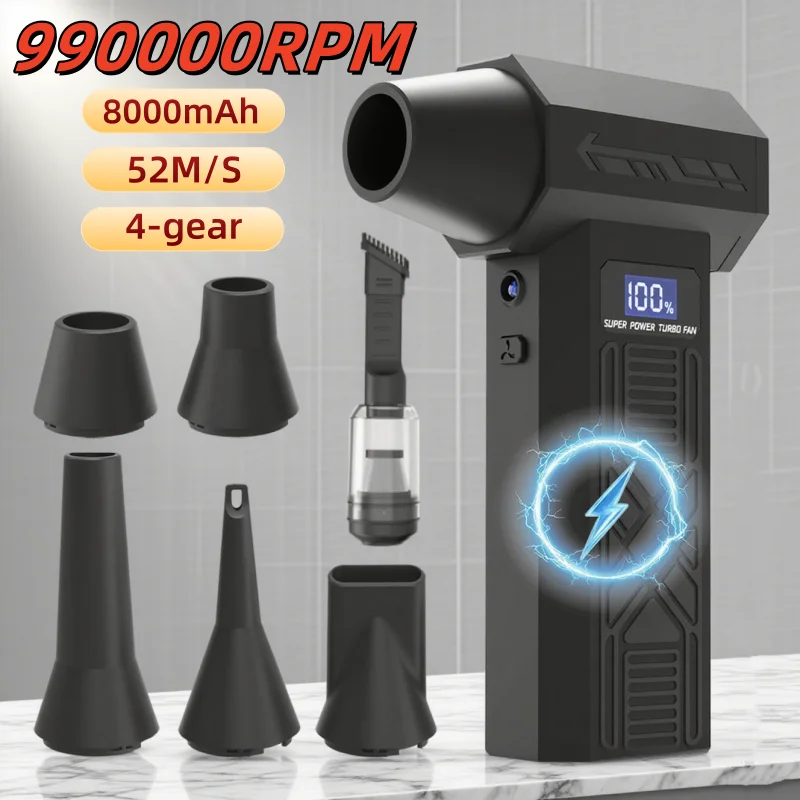P80/P70 Krachtige luchtblazer 990000 RPM/880000 RPM Borstelloze motor Air Duster Turbo Jet Fan Oplaadbare Blower Car Cleaning Tool