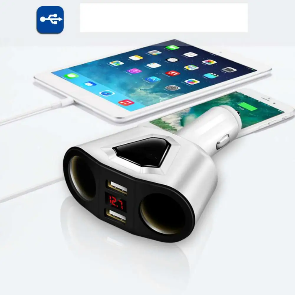 Sockets Dual Cigarette Lighter Splitter Adapter 12/24 V 3.1A Dual USB Car Charge Mobile Phone Power Auto USB Adapter Car Charge