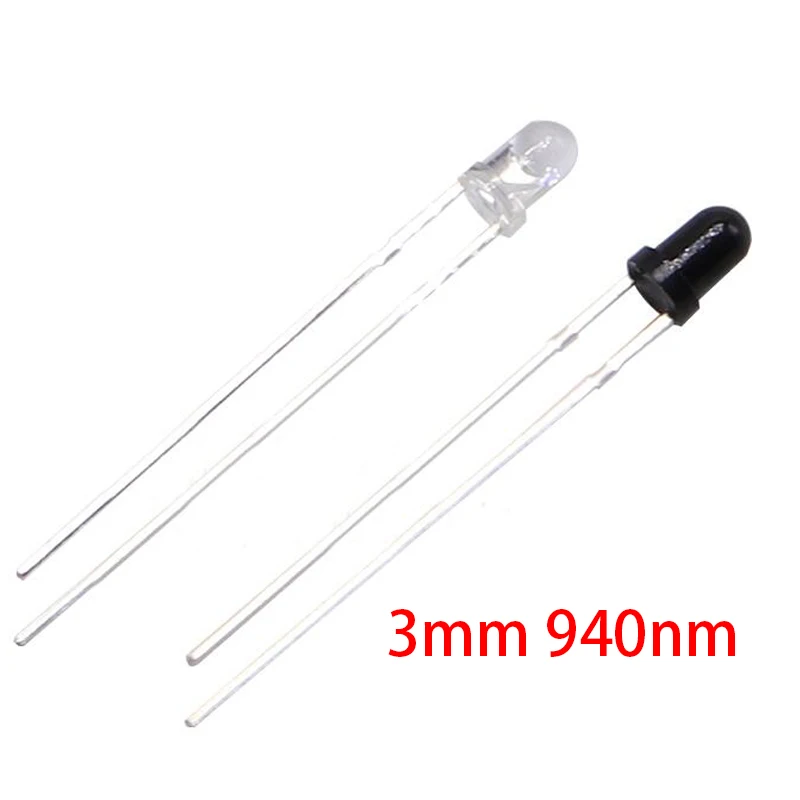 50pairs 3mm 940nm LEDs infrared emitter and IR receiver diodes EACH 50PCS