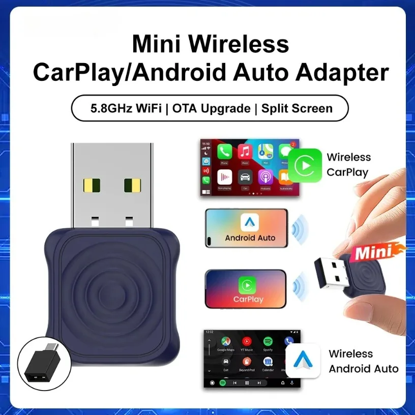 

Новый 5.0 Mini Ultra беспроводной адаптер беспроводной CarPlay Android Auto для OEM автомобиля Plug and Play WiFi Bluetooth автоматическое подключение 2025