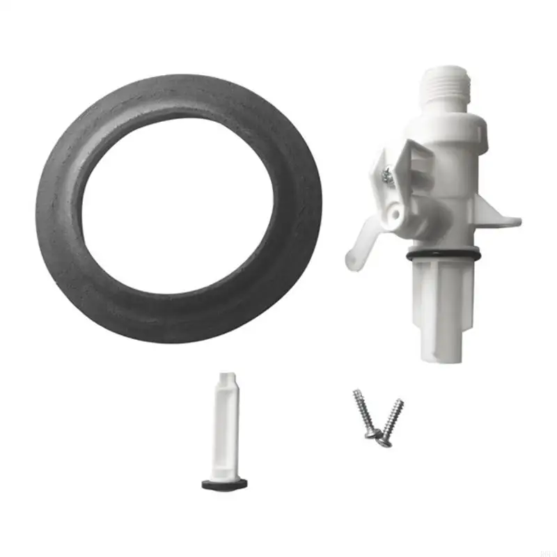 13168 Trailer Toilet Water Control Replacement with Plastic Body, Threaded Fitting and Seal Gaskets for Thetford Toilet Repair