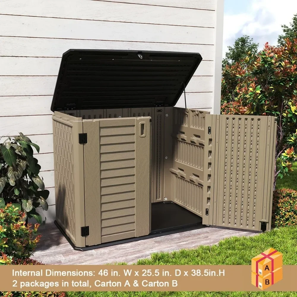 Outdoor Storage Shed - Storage Cabinet Waterproof for Patio, Backyard,  Tools, Lawn Mower, 26 Cubic Feet,Dark Brown Storage Shed