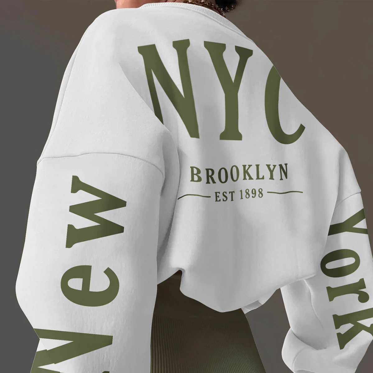 

Ladies Thickened Fashion Sweatshirt White Letter Print Autumn New Arrival Versatile High-End Feel Top Ladieswear Street Style
