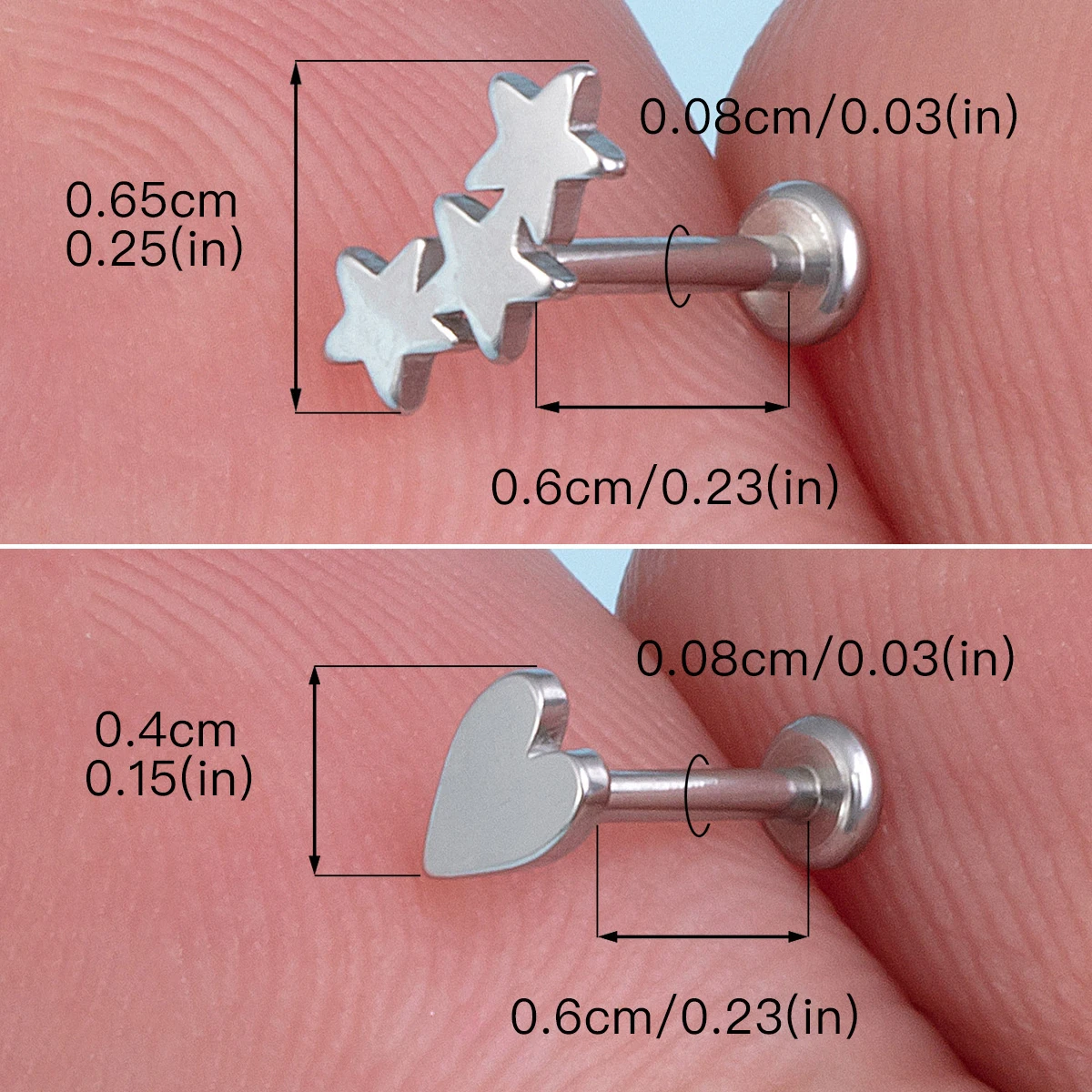 1pc faden lose Lippen ringe Labret Monroe Nieten Push-In Edelstahl Helix Muschel Knorpel Tragus Ohrring spitzen Schmuck 20g – Detail 7