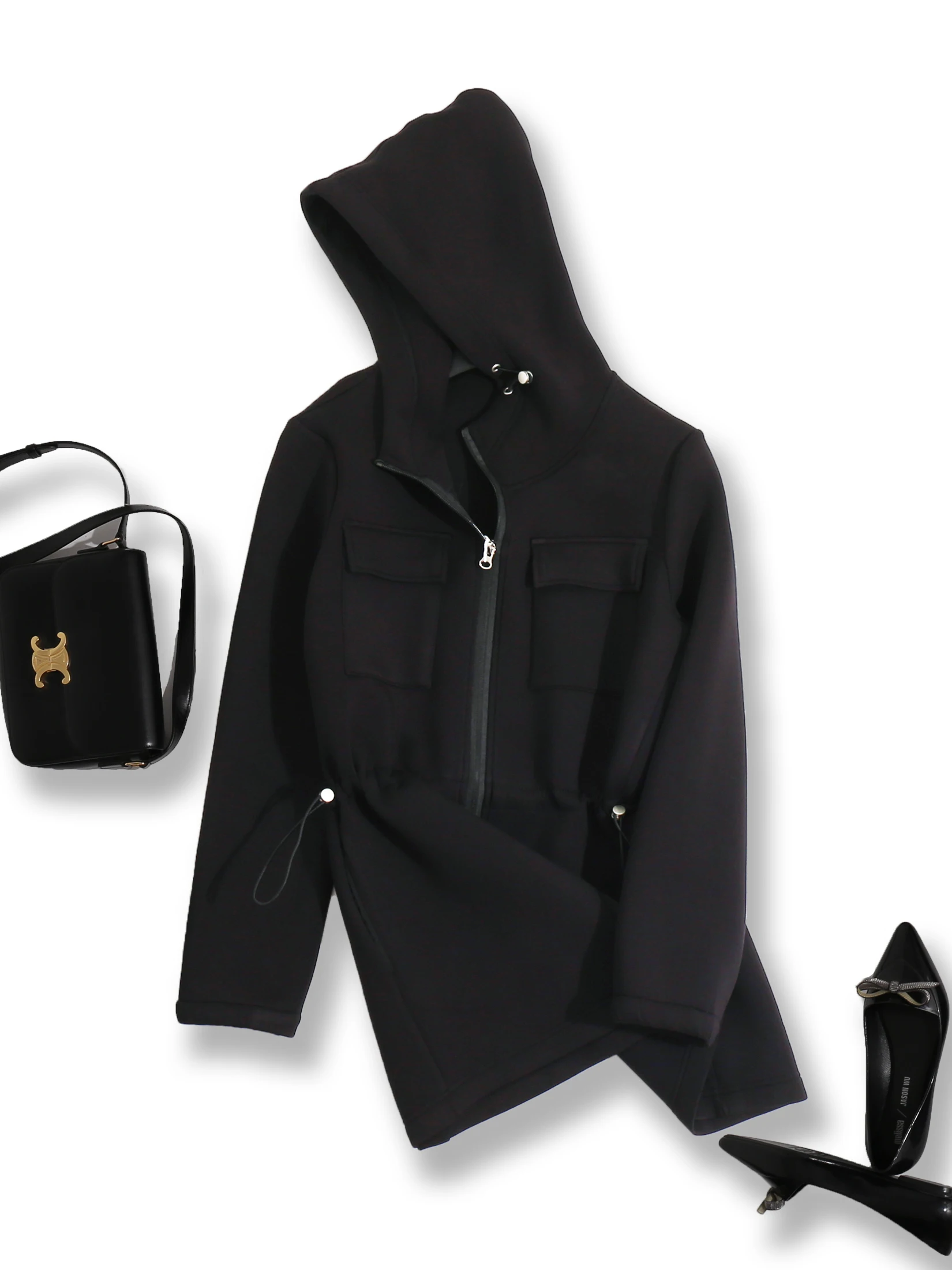 

Howl Recommended! Quality European Style Casual Hooded Drawstring Waistcoat Mid-Length Women's Jacket Autumn Commute Fashion