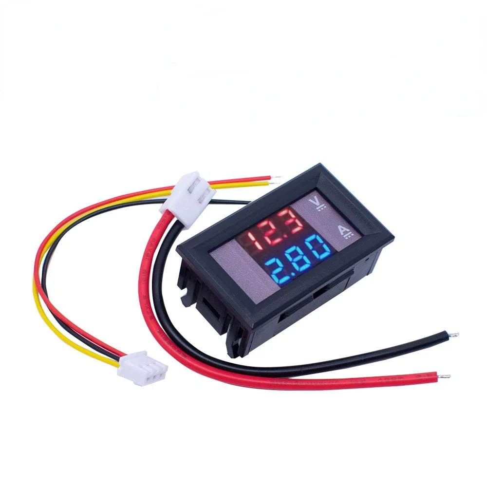 

5PCS DC 0-100V 10A Digital Voltmeter Ammeter Dual Display Voltage Detector Current Meter Panel Amp Volt Gauge 0.28" Red Blue LED