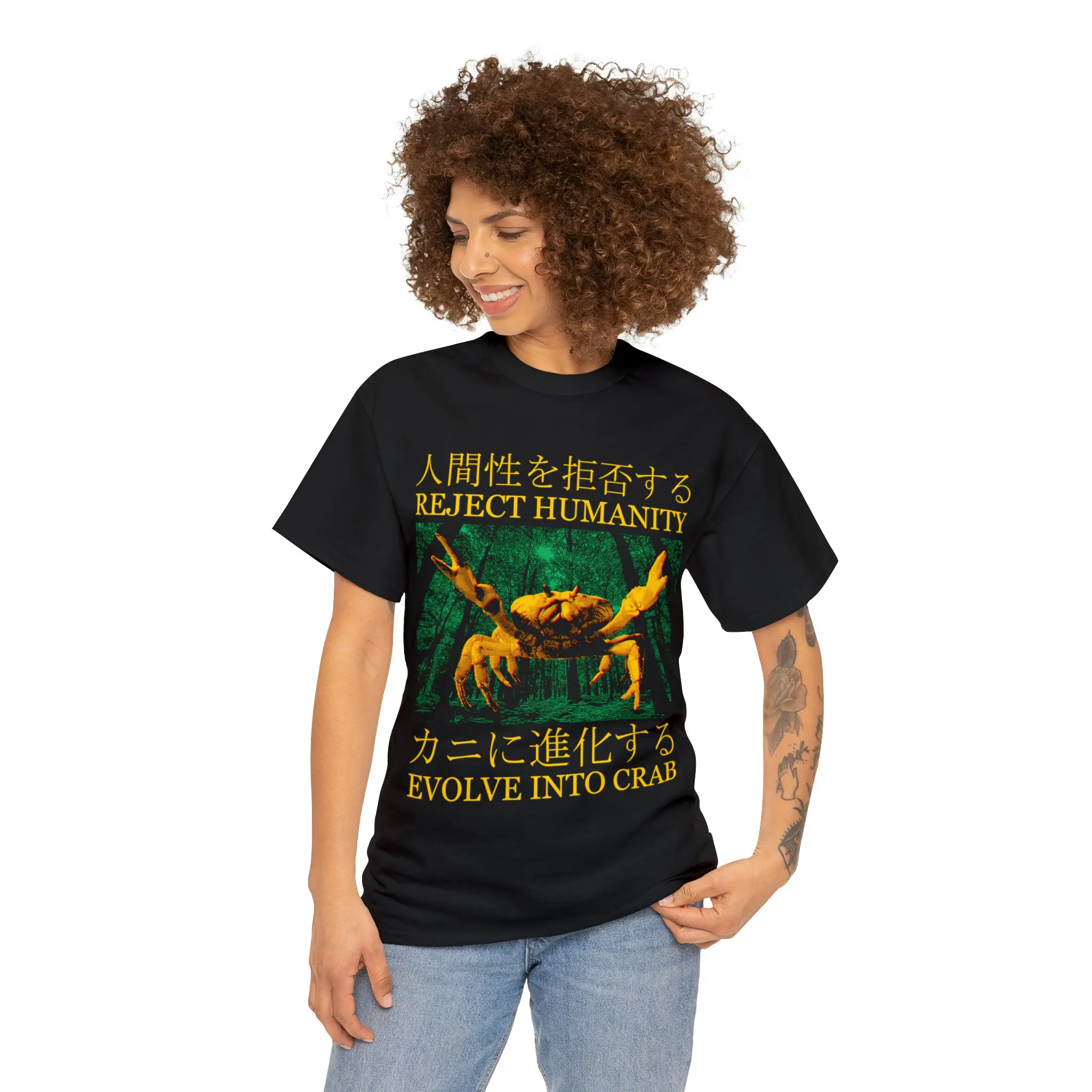 T-shirts à manches courtes imprimés vintage japonais Hot Evolve Into Crab, chemises décontractées neutres, t-shirts d'été pour hommes et femmes à col rond