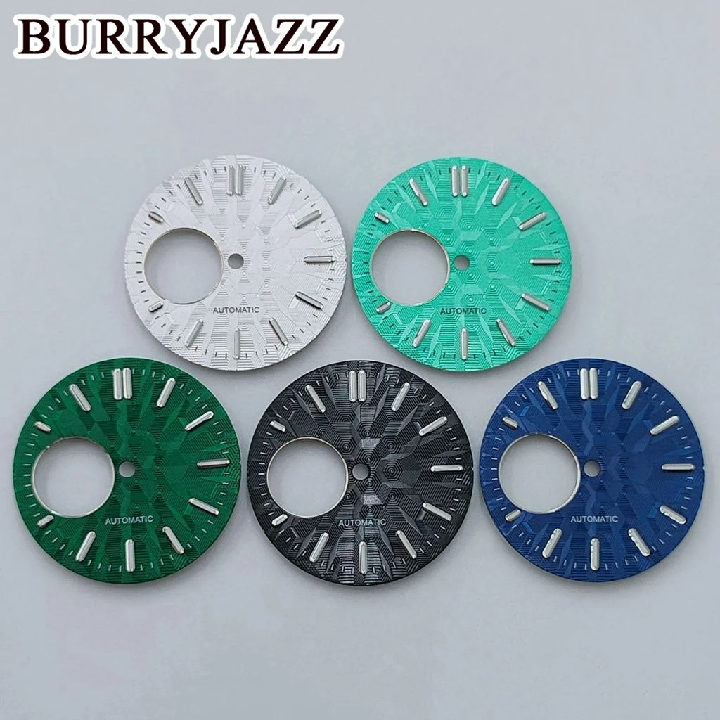 burryjazz-mostrador-luminoso-nenhum-logotipo-prata-preto-azul-verde-verde-escuro-29mm-31mm-nh38