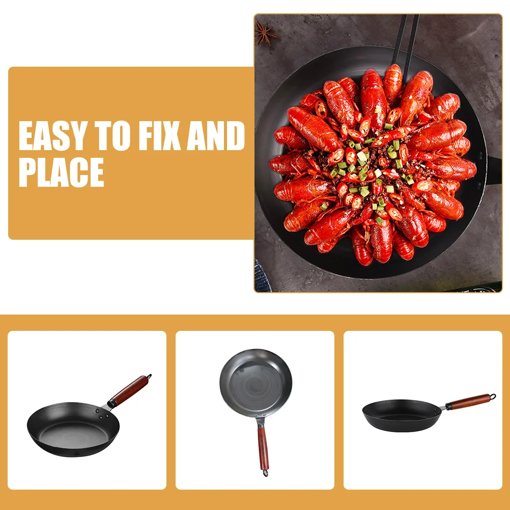 

Nonstick Frying Pan 28cm Kitchen Wok for Stove Gas Open Flame Smooth Wooden Handle Easy to Move Cooking Utensils