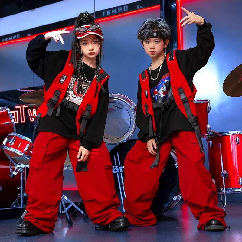 Kinderkostüme für Jungen, Street Dance, coole, hübsche Weste, Bühnenkostüme für Mädchen