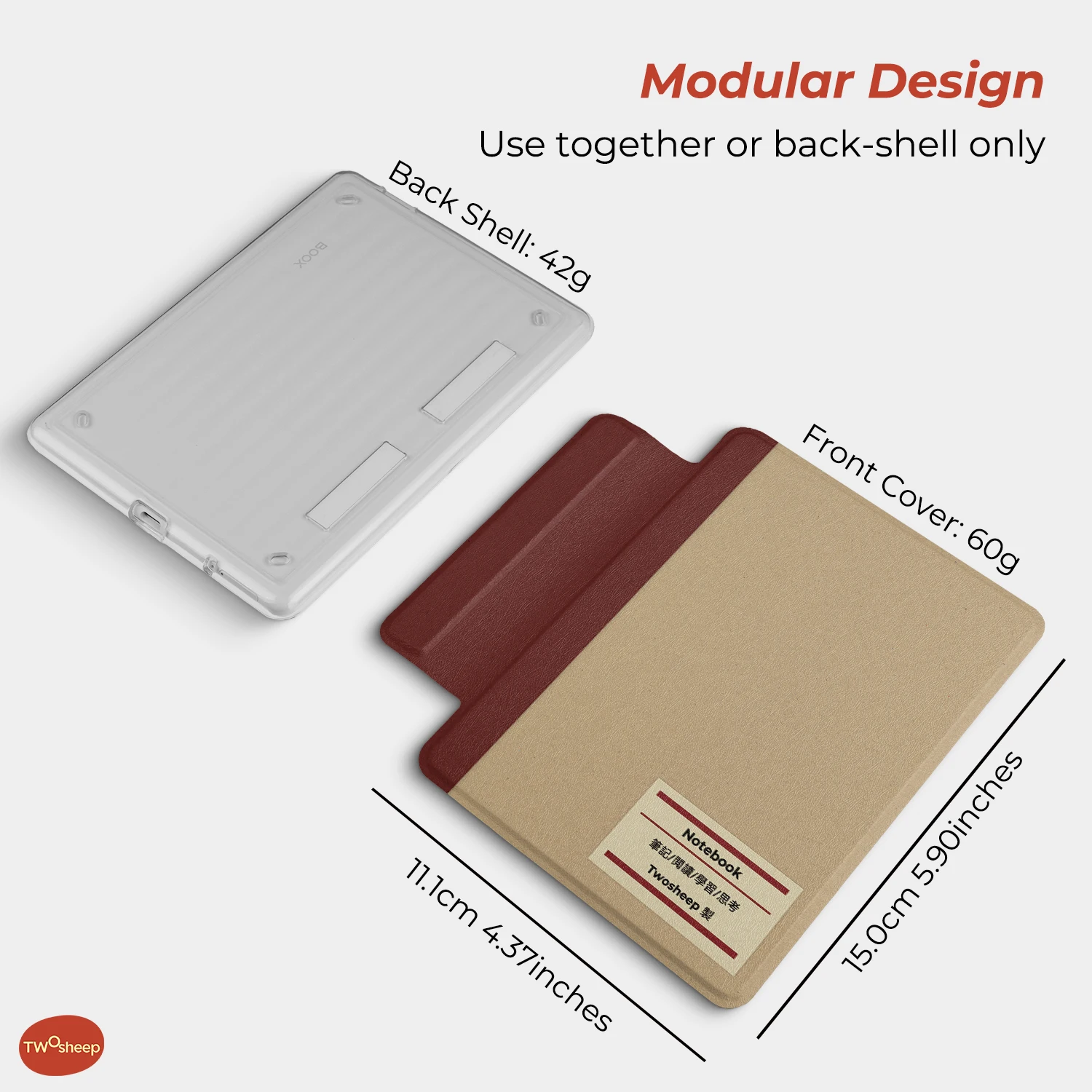 Twosheep Notebook Style Case Suit For Boox Go6 Gen2 Gen II Boox Go6 Gen1 Poke7 Poke6 Poke5 Detachable Magnetic Smart Slim Folio