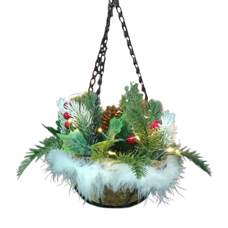 

Christmas Hangings Basket Christmas Pendant Ornaments Multifunctional Christmas Hangings Basket with Lights for Christmas