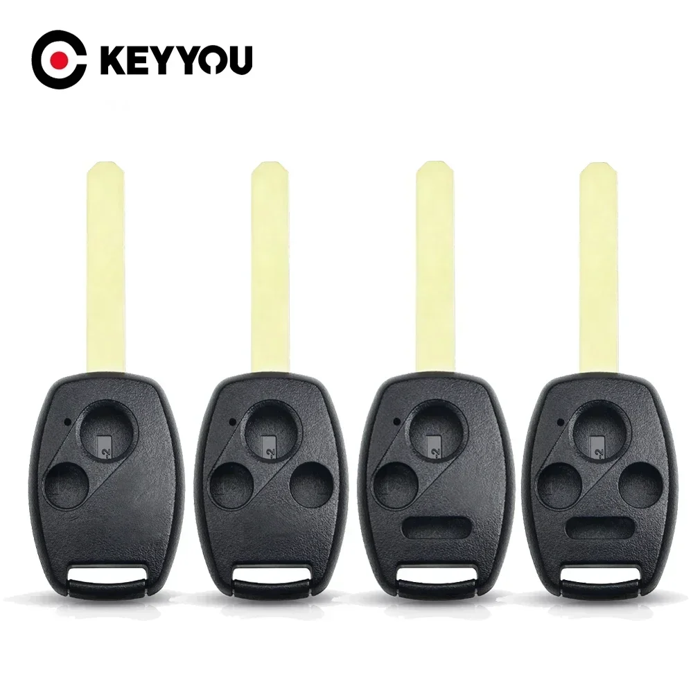 KEYYOU 10PCS NEW Car Key Shell Case For Honda Accord Civic Insight Ridgeline 2003 2008 2009 Fob 2 3 4 Buttons