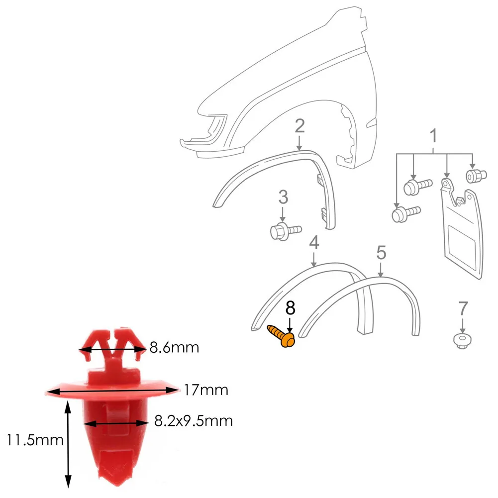 50PC Red Fender Flare Moulding Retainer Clips 90904-67037 For Toyota 4Runner 1996-2012 Highlander Sequoia 01-12 For Tacoma 95-12