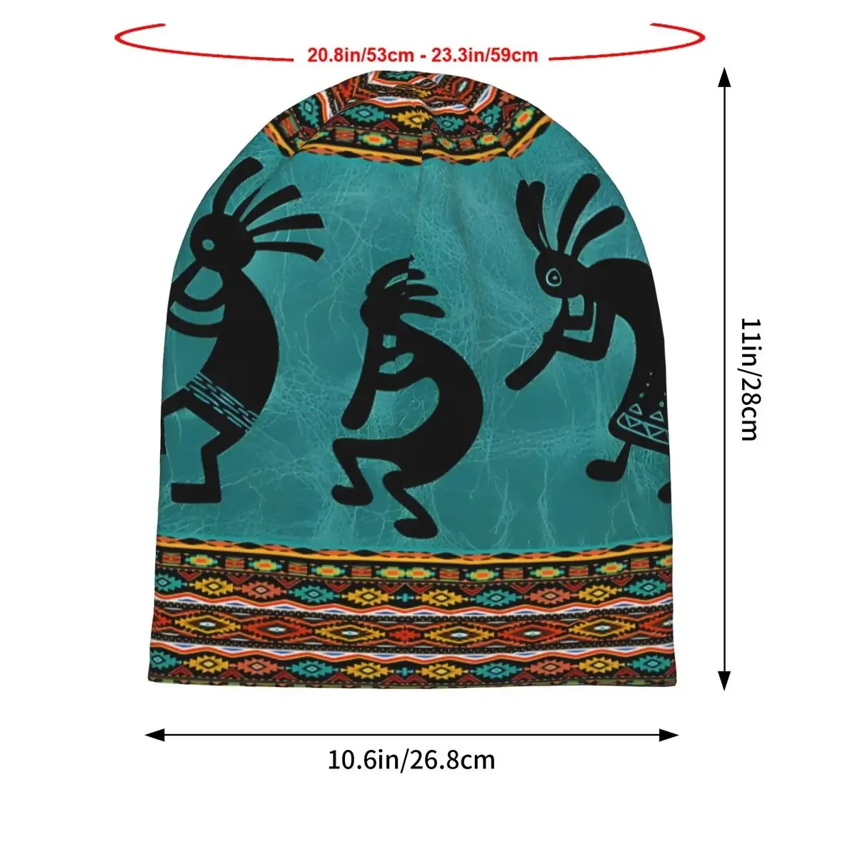 Skullies Beanies Caps Kokopelli With Tribal Zia Symbol Bonnet Hats Men Hip Hop Ski Cap