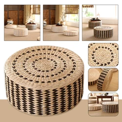 40/45cm Japanese Woven Straw Pouf Tatami Cushion Round Zafu Floor Cushion Meditation Yoga Seat Mat Pastoral Thick Ottoman Stool